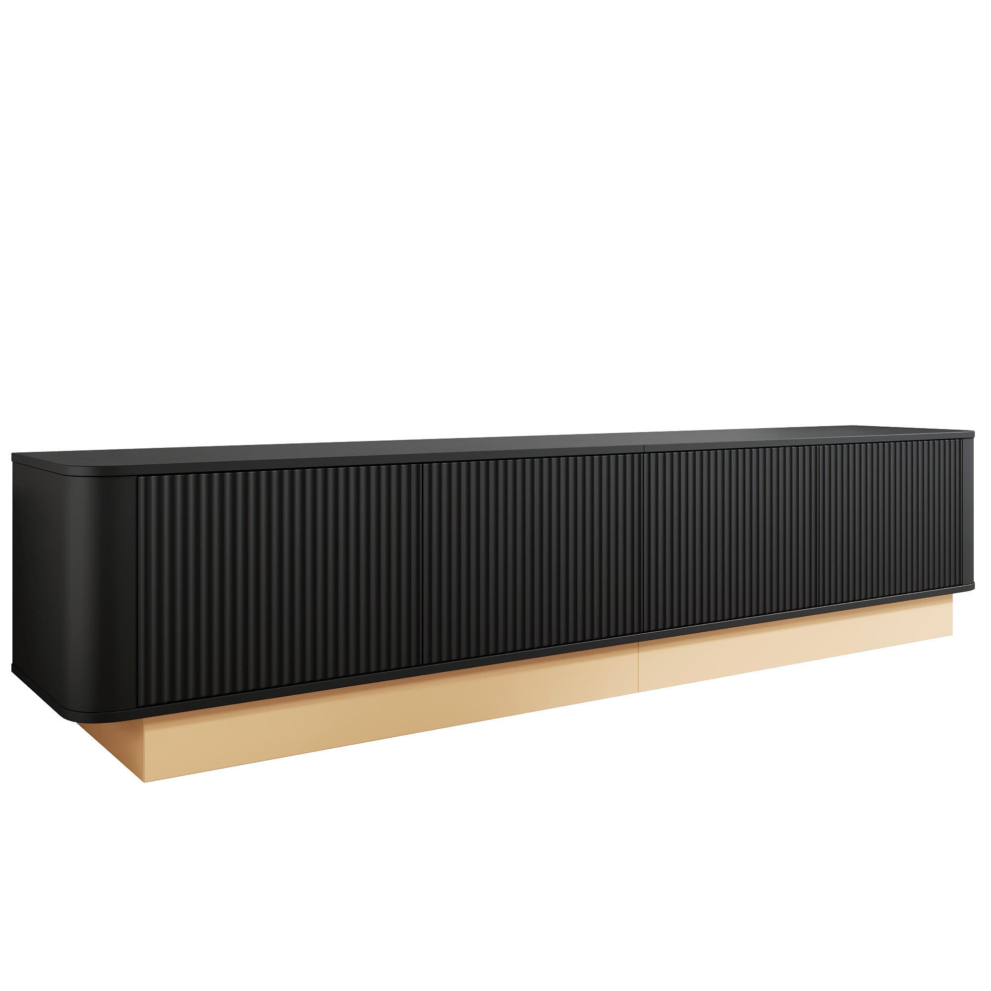 LOWBOARD DE-40183 mit höhenverstellbaren Fächern Schwarz - Schwarz, Holzwerkstoff (200/47.5/40cm) - ComfortXL