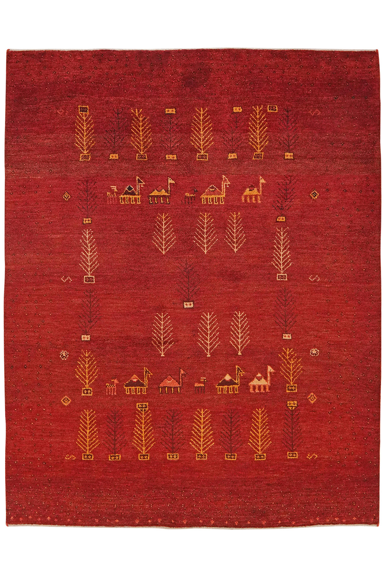 TEPPICH Rizbaf Rot 192/149 cm Schurwolle - Rot, Textil (149/192cm) - Looma