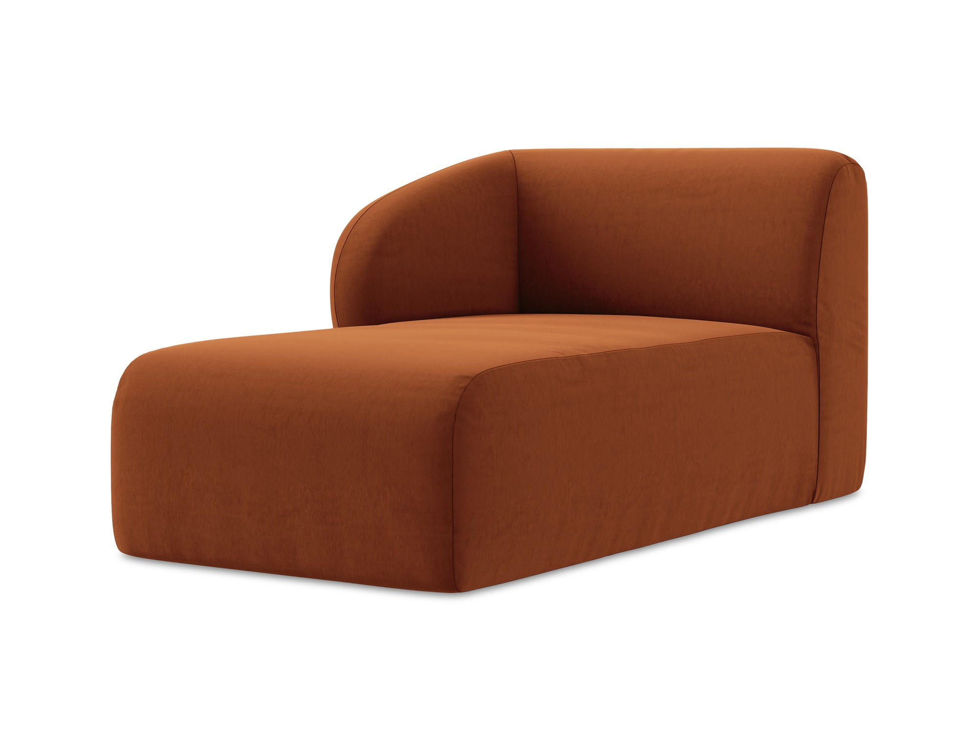 SOFAELEMENT Links Samt Stoff Orange - Terracotta/Schwarz, Holzwerkstoff/Kunststoff (91/75/166cm) - Makamii
