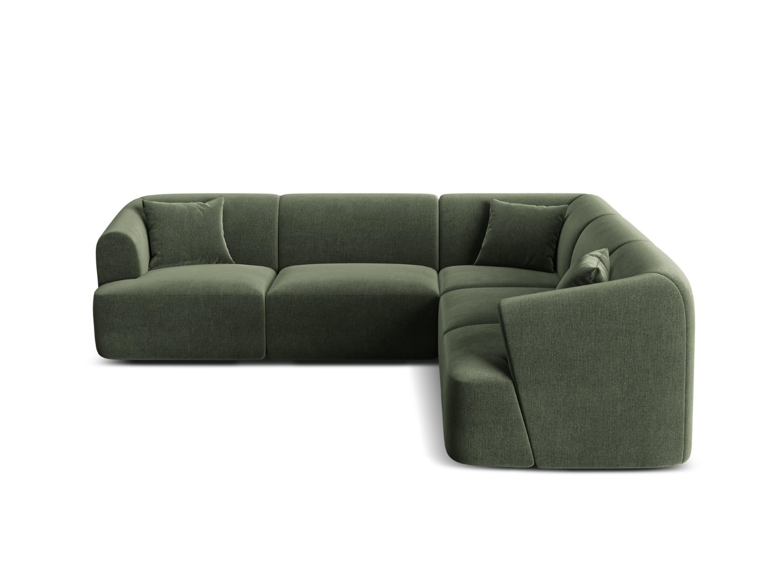 SYMMETRISCHES-MODULARES-ECKSOFA Campi aus Samt grün 6 Sitzplätze - Grün, Textil (255/255cm) - Cosmopolitan Design