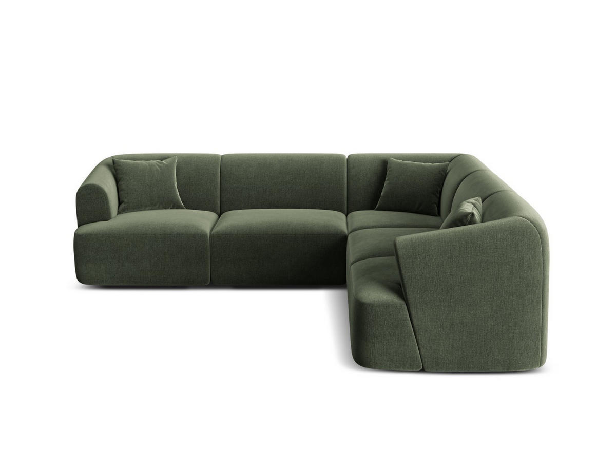 SYMMETRISCHES-MODULARES-ECKSOFA Campi aus Samt grün 6 Sitzplätze - Grün, Textil (255/255cm) - Cosmopolitan Design