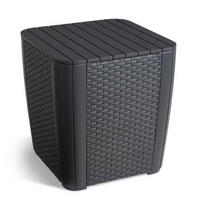 GARTEN-BEISTELLTISCH Luzon Rattan-Optik Flach Graphitgrau - Graphitfarben, Kunststoff (39/39/43cm) - Keter