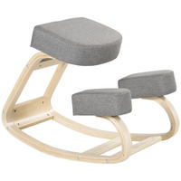 KNIESTUHL, ergonomischer Sitzhocker, Polsterhocker, 120 kg belastbar, Grau - Grau, Holz/Textil (51/58/69cm) - Vinsetto