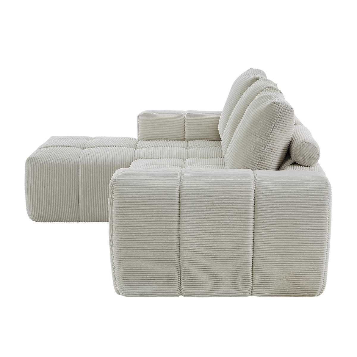 ECKSOFA 255/162/84 cm Beige Cord mit abnehmbaren Kissen, Linke Seite - Beige, Textil (255/162cm) - Oxeza