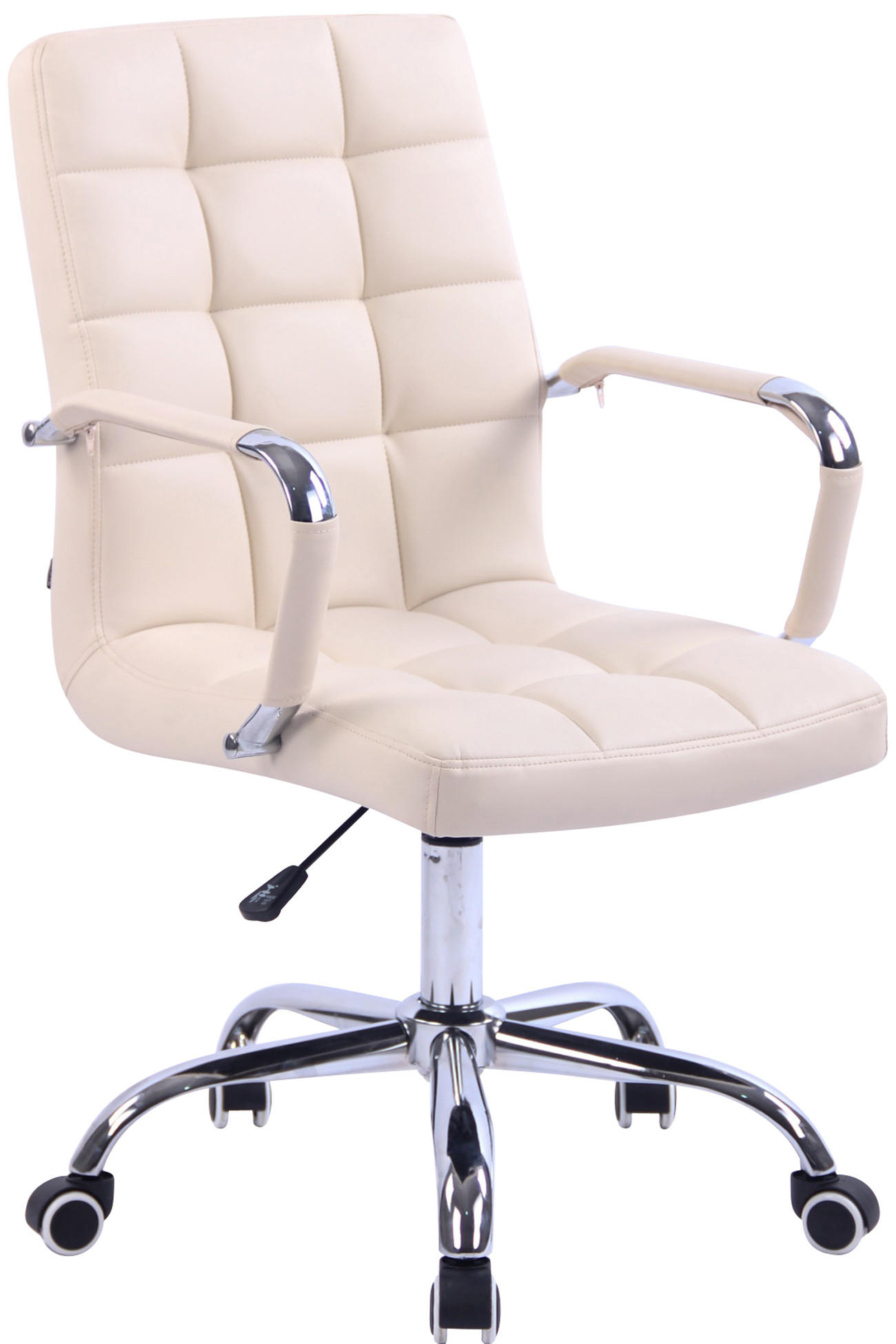 DREHSTUHL Lederlook creme - Chromfarben/Creme, Textil/Metall (56/94/62cm) - CLP