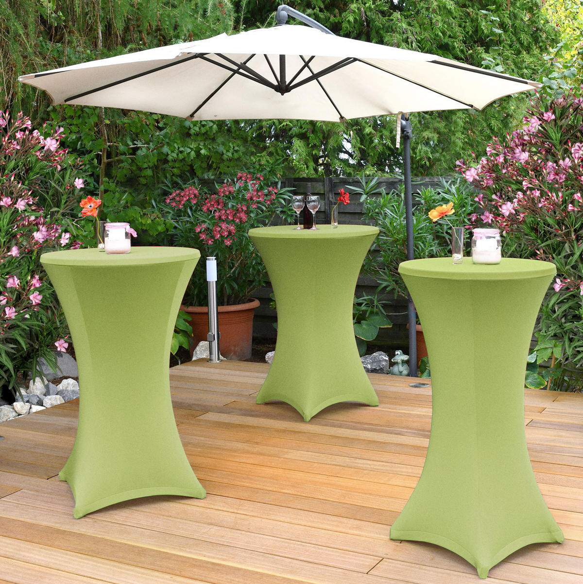 STEHTISCHHUSSE Stella Ø 80cm Hellgrün (5tlg) - Hellgrün, Textil (80/80cm) - Beautissu 