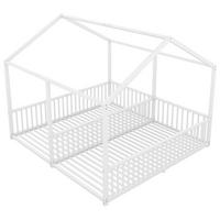 HAUSBETT 90/200 cm DE-04618, mit Doppelbett-Design und Geländer in Weiß - Weiß, Metall (90/200cm) - ComfortXL