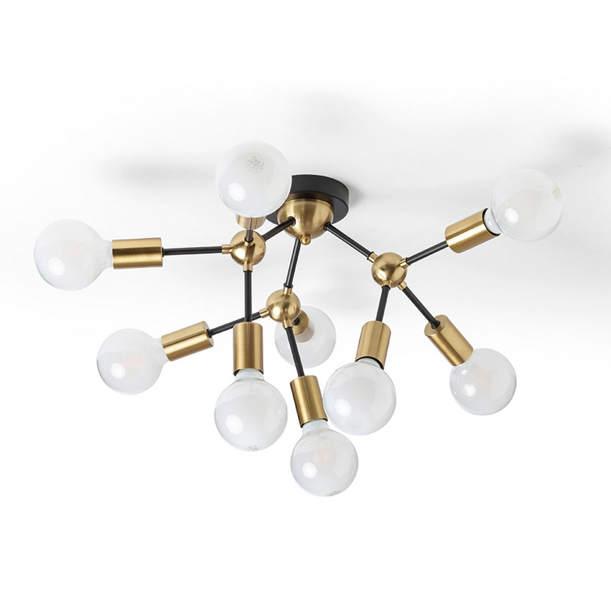 DECKENLEUCHTE ARTEMIA 9 schwarz Gebürstes Messing 135 W - Schwarz, Metall (56/52/30cm)