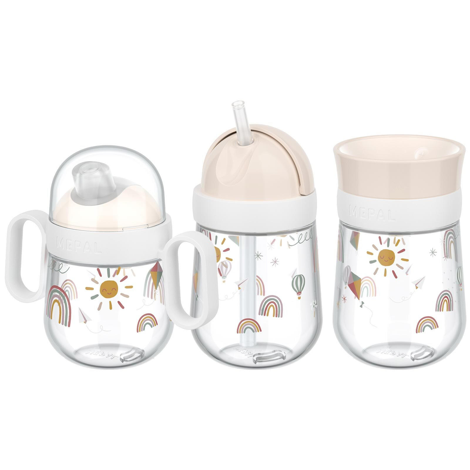 TRINKLERNBECHER-SET Mio Sunshine & Rainbow 3er Set - Beige, Kunststoff (0.001L) - Mepal