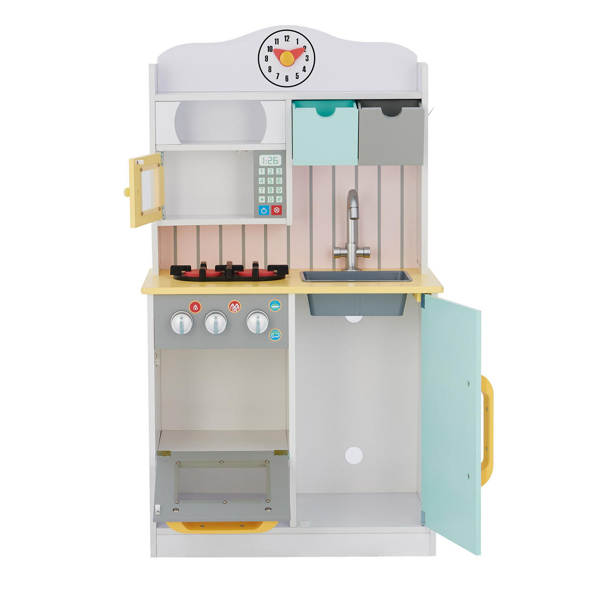 KINDERKÜCHE Spielküche, Grün/Gelb, 90cm - Grün, Holzwerkstoff (55/30/90cm) - Teamson Kids