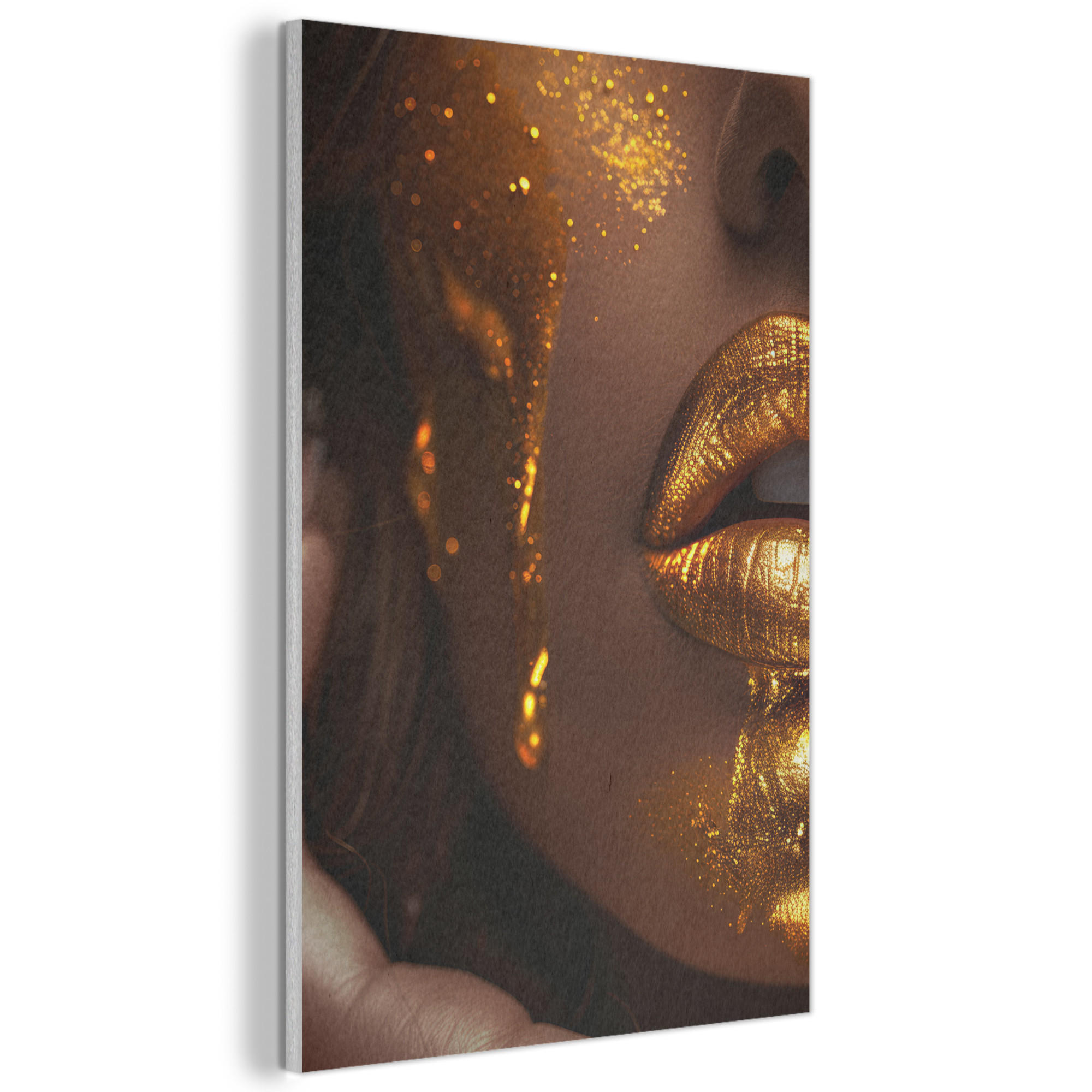 AKUSTIKBILD Frau - Gold - Luxus - Porträt Wanddeko 60x90 cm - Goldfarben, Kunststoff (60/90/0.9cm) - MuchoWow