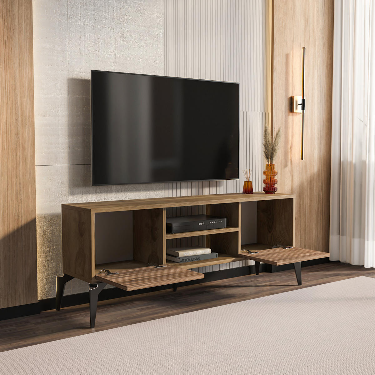 TV-LOWBOARD Lojo - Braun, Holzwerkstoff (130/52/29.5cm) - Decorotika