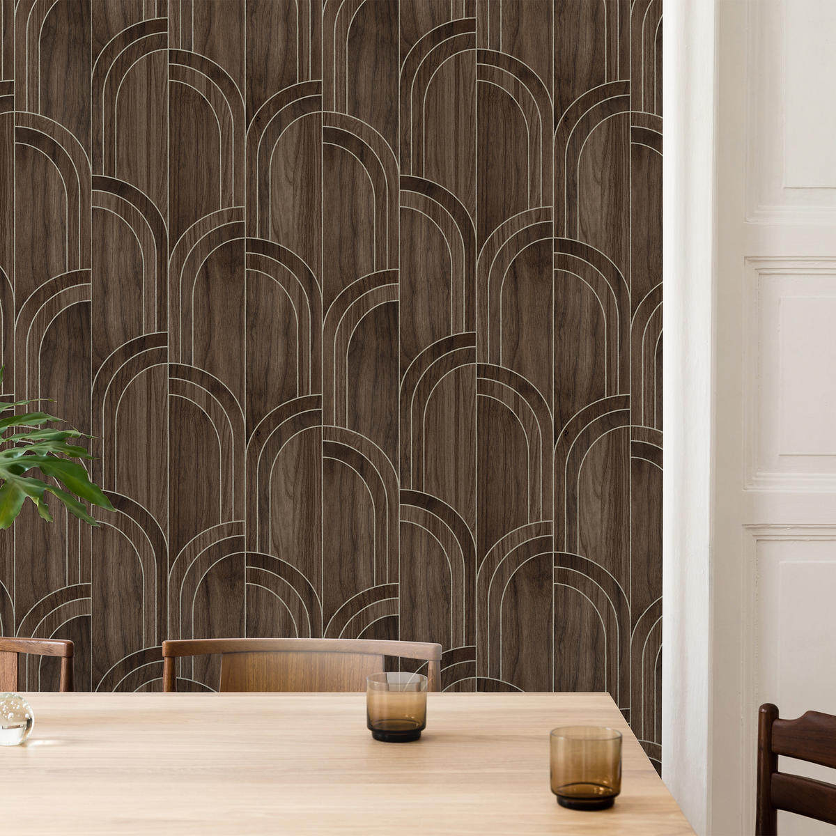 VLIESTAPETE - Modella Holz Walnuss - Braun, Papier/Kunststoff (52/1000cm) - Sublime