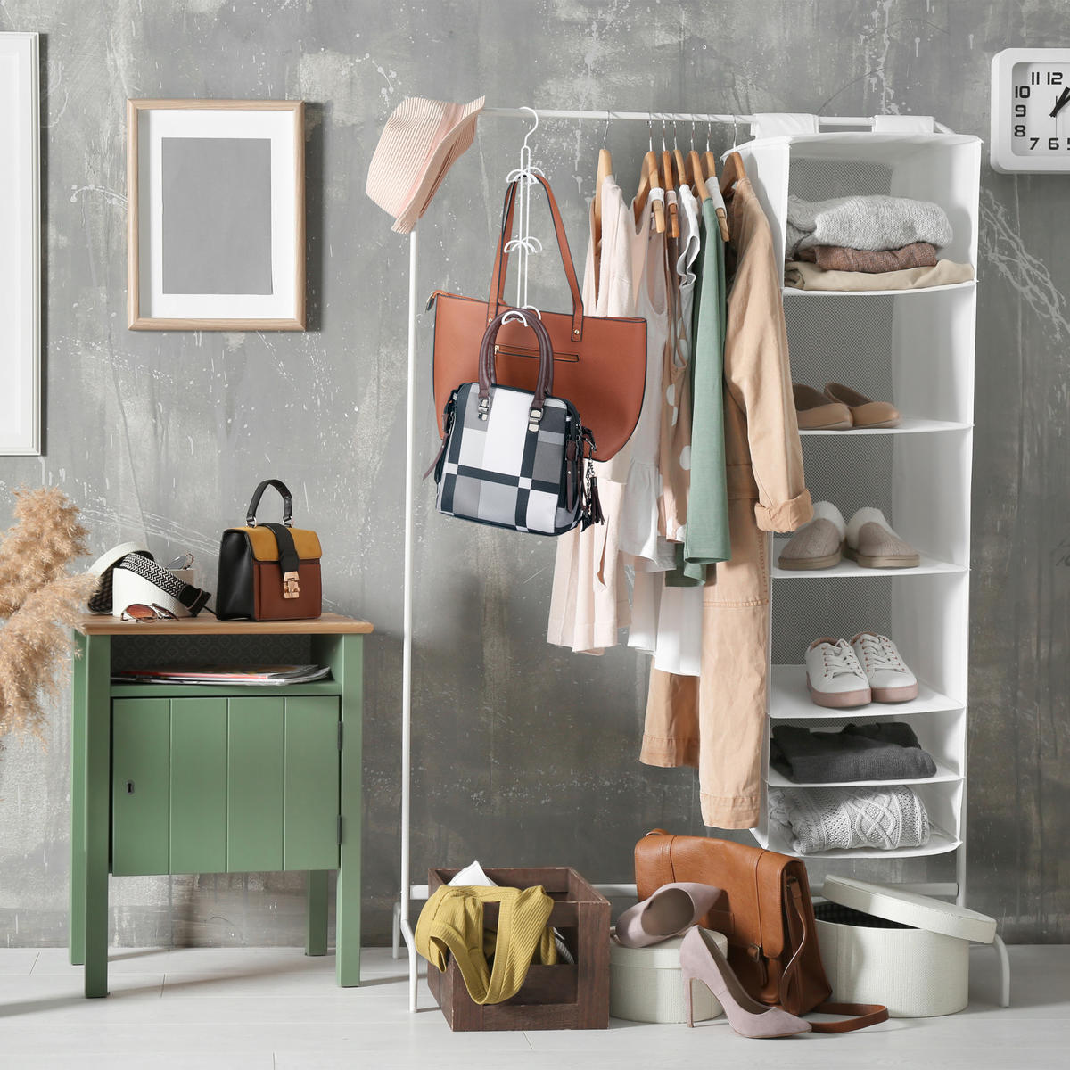 VEŠIAK na tašky - biela, kov (4.5cm) - Relaxdays