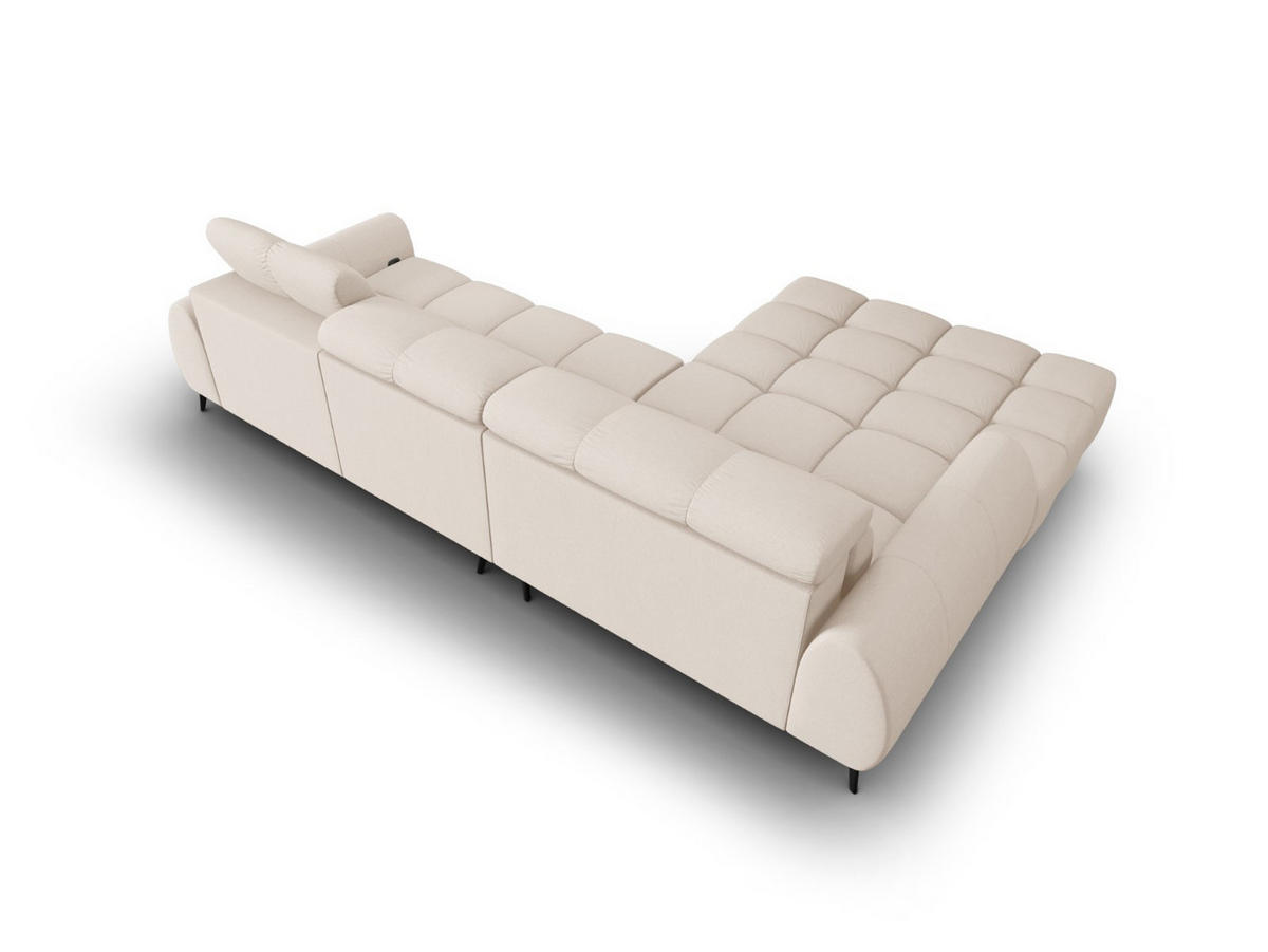 ELEKTRISCHES-ECKSOFA links Alyse aus strukturiertem Stoff leichtes beige 5 Sitzplätze - Beige, Textil (188/295cm) - Micadoni
