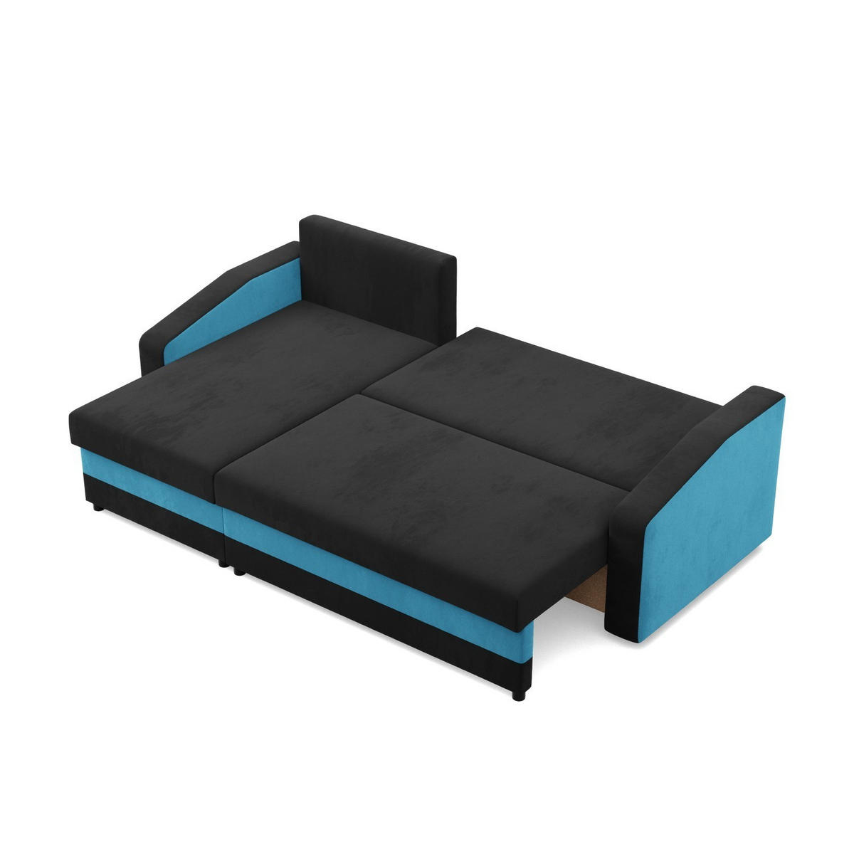 ECKSOFA MIT SCHLAFFUNKTION ORION, Schwarz + Blau - Blau/Schwarz, Textil (231/140cm)