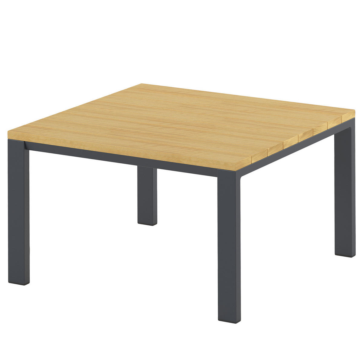 LOUNGETISCH - Aluminium / Eukalyptus massiv - Anthrazit / Braun - Braun/Grau, Holz/Metall (65/65/40cm) - home24