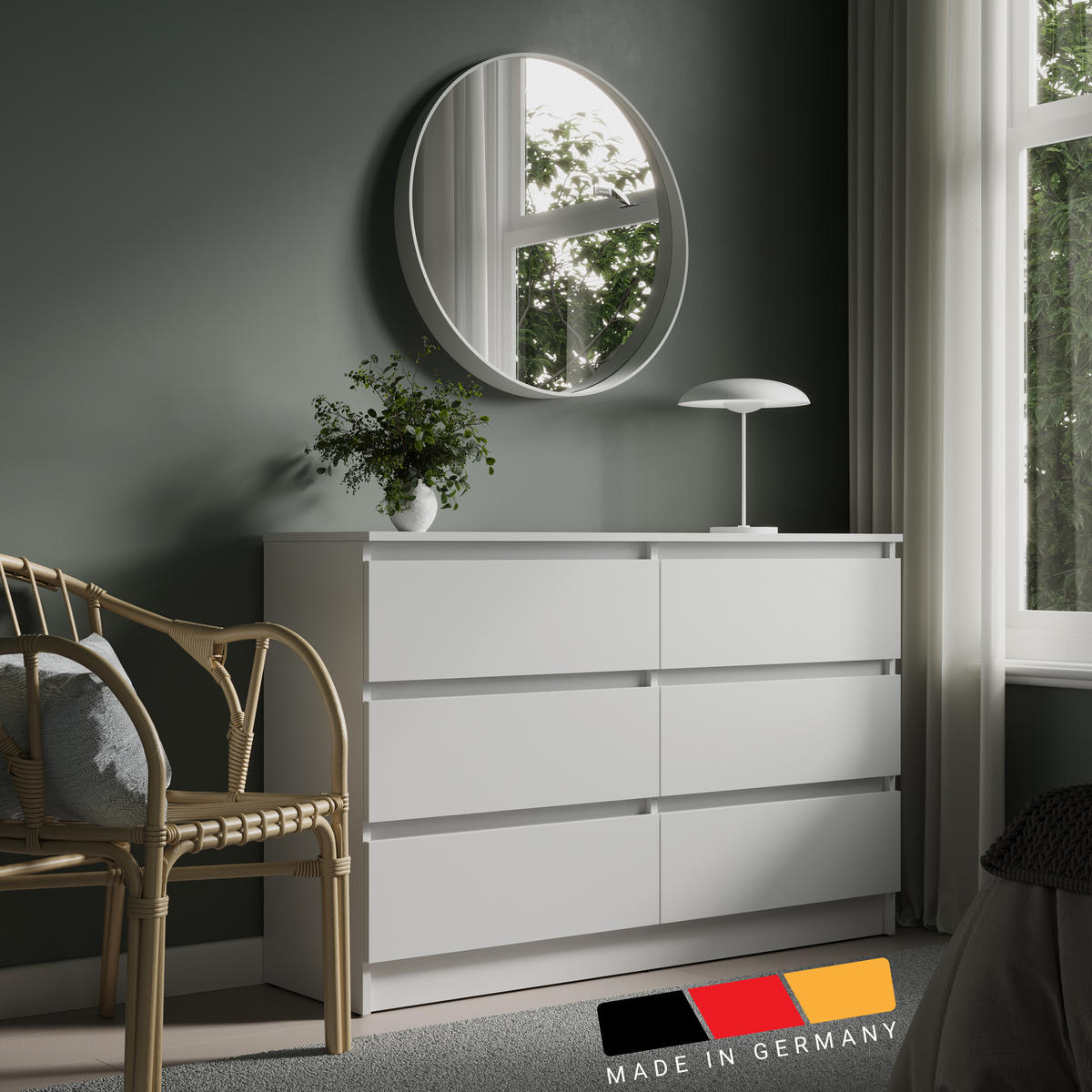 KOMMODE mit 6 Schubladen 120cm breit in weiß - Weiß, Holz (35/77.5/120cm) - Home Collective