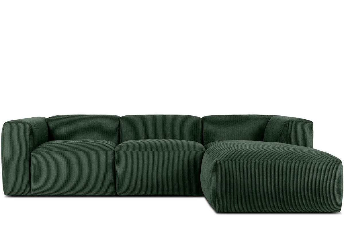 ECKMODULSOFA-RECHTS BUFFO mit extrem weicher und bequemer Sitzfläche, Kordstoff, dunkelgrün - Dunkelgrün, Textil (297/180cm) - KONSIMO®