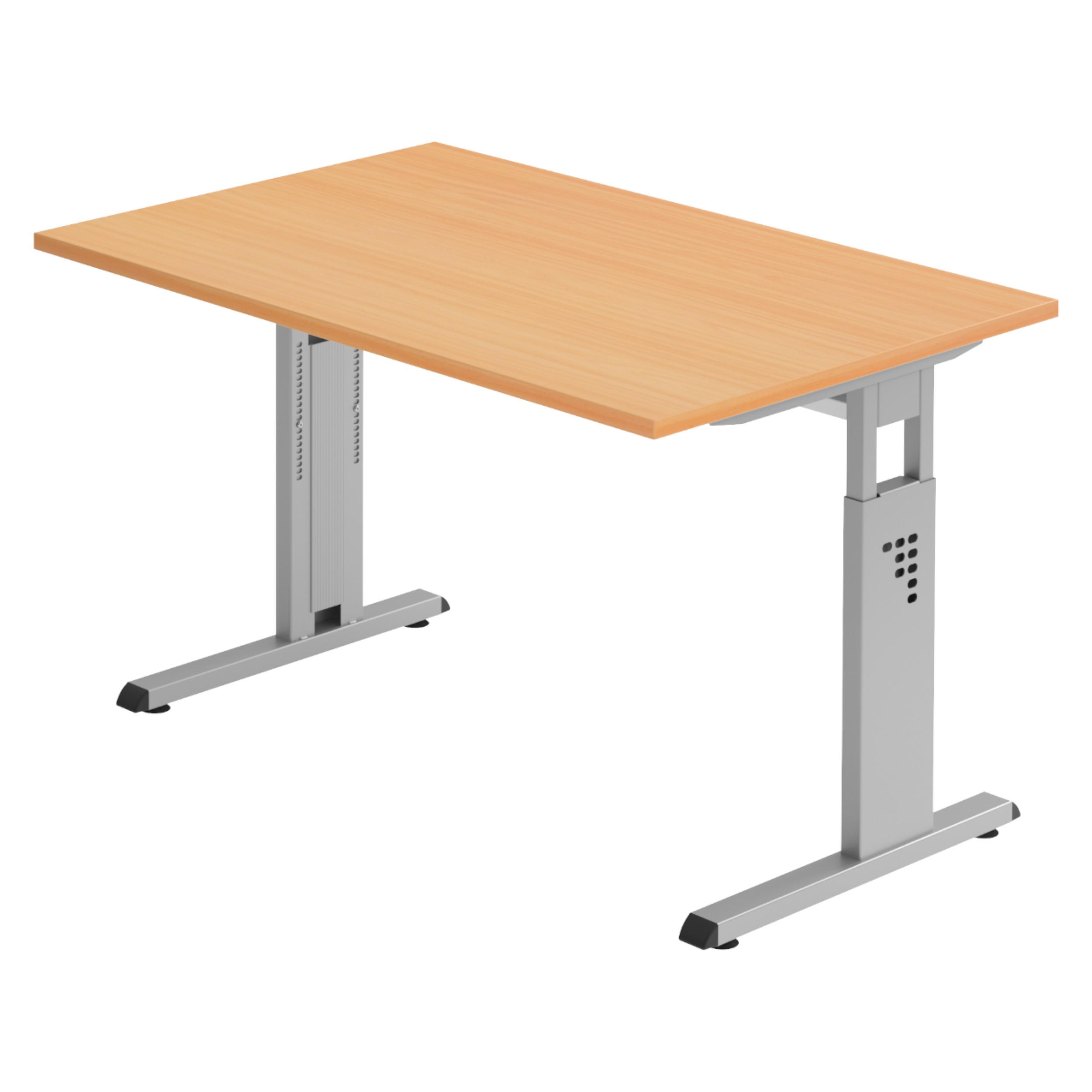 SCHREIBTISCH Serie-O 80/120/74 cm in Buchefarben/Silberfarben - Buchefarben/Silberfarben, Holzwerkstoff (80/120/74cm) - bümö