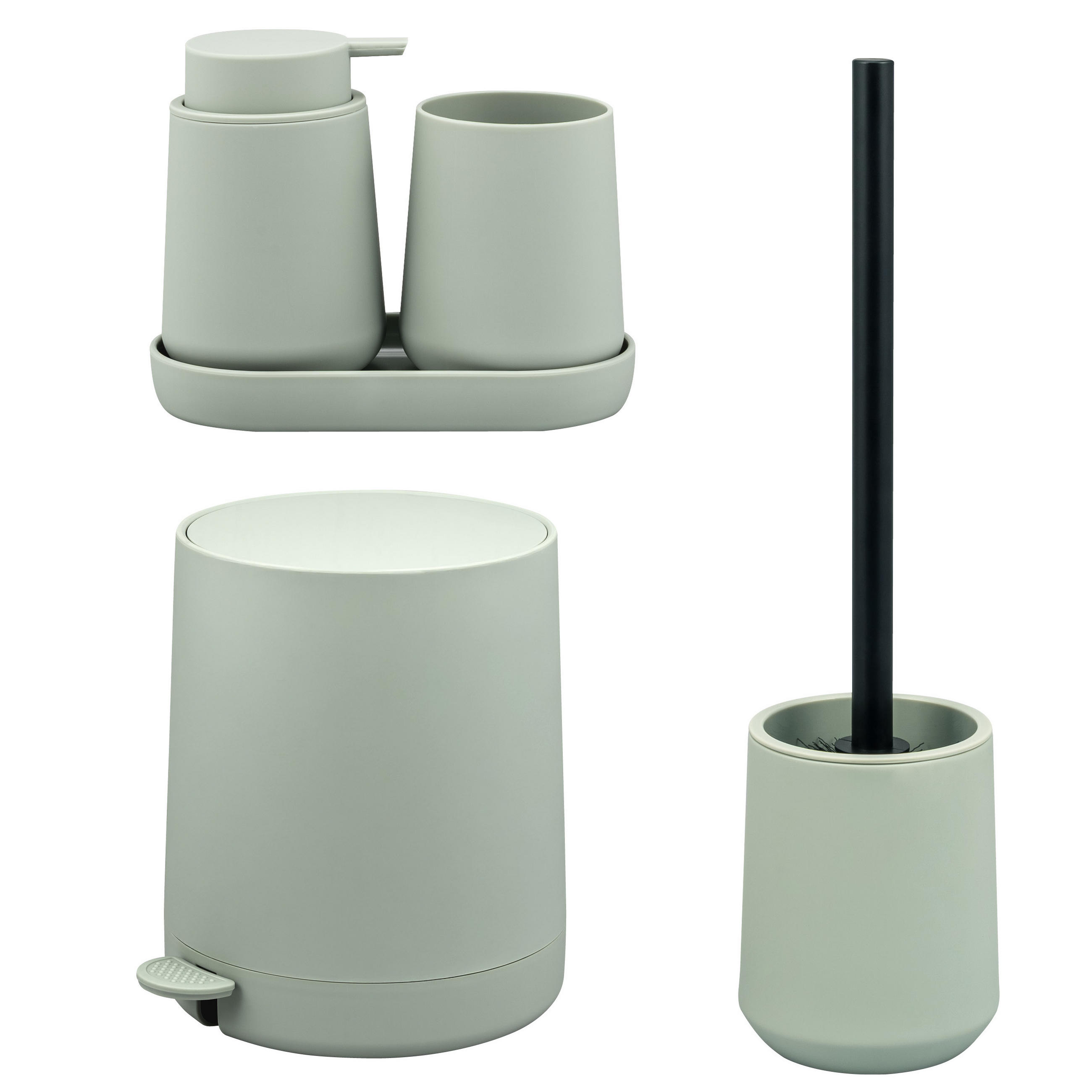 eluno Bad-Accessoires-Set Salbeigrün 22.5x25.5x25 cm