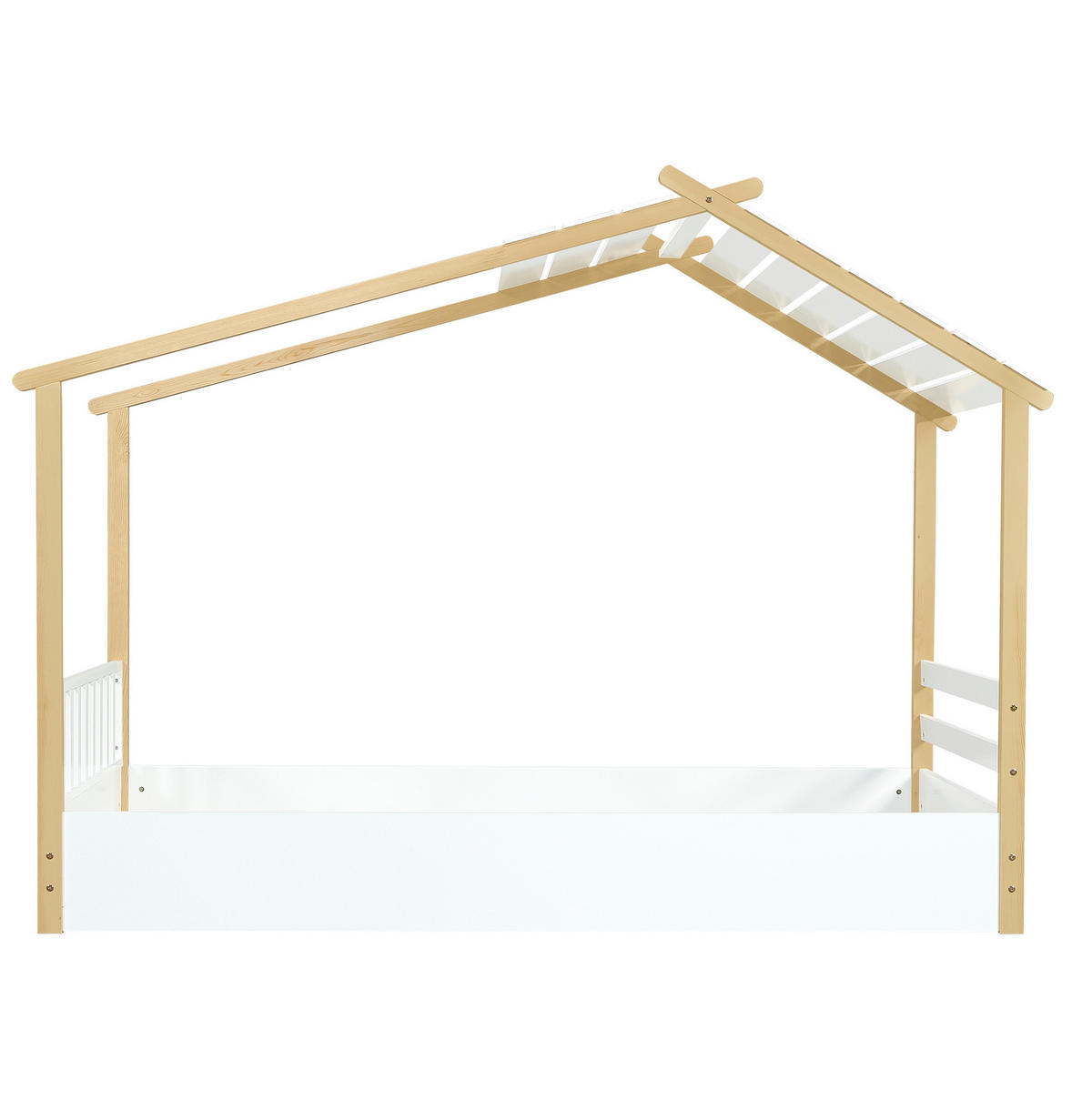 DOMČEKOVÁ posteľ 90/190 cm biela/prírodná so stabilným lamelovým roštom z borovice a MDF - biela, drevo (90/200cm) - OKWISH