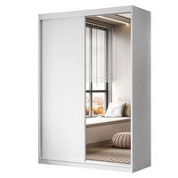 KLEIDERSCHRANK CAMARO II 150 cm mit Spiegel Schiebetürenschrank Weiß - Weiß, Holzwerkstoff (150/215/59cm) - Lookway