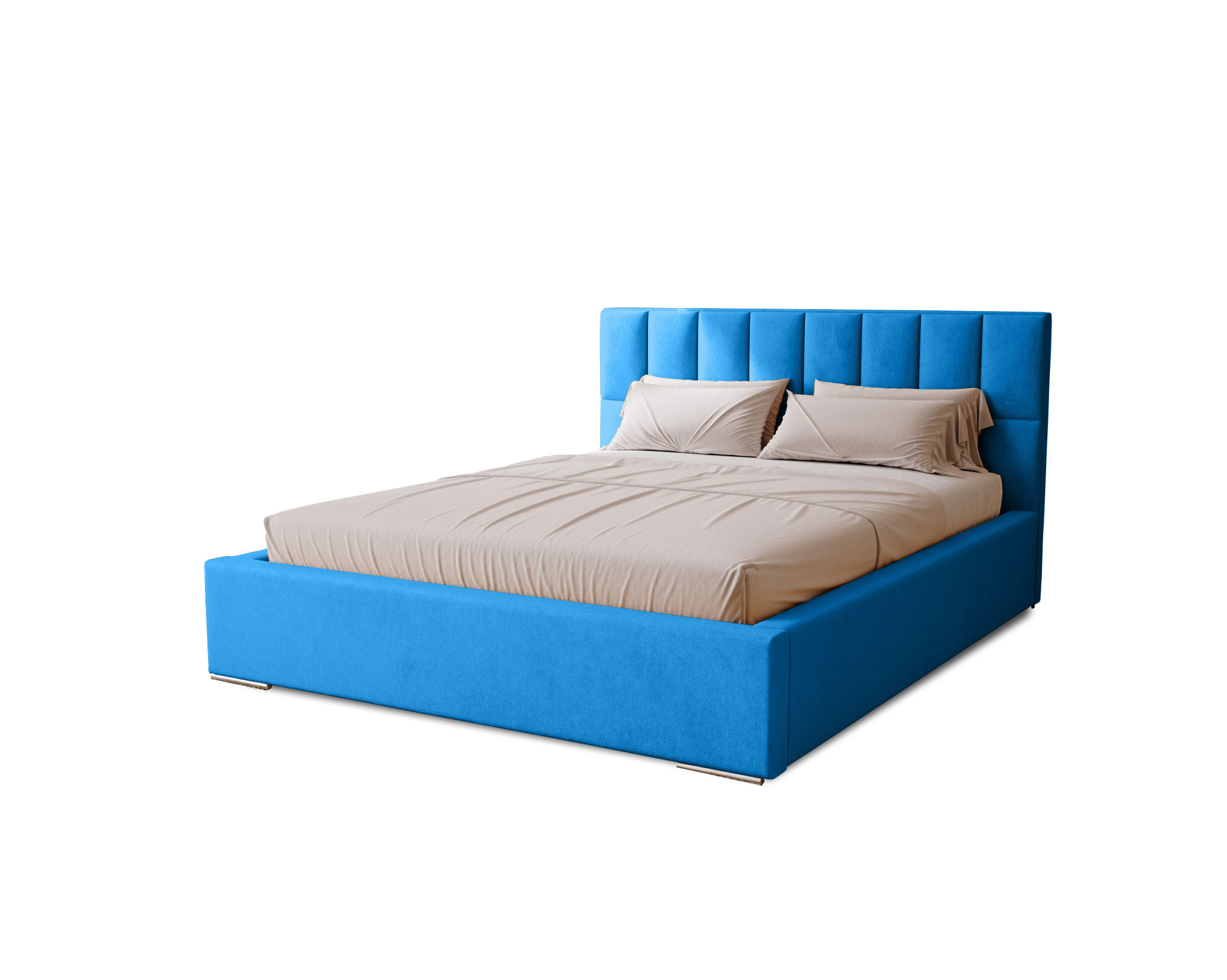 POLSTERBETT Dream 180x200 cm, Doppelbett mit Bettkasten und Lattenrost aus Holz, Velourstoff: Hellblau - Hellblau, Holz/Kunststoff (180/200cm) - Marpur