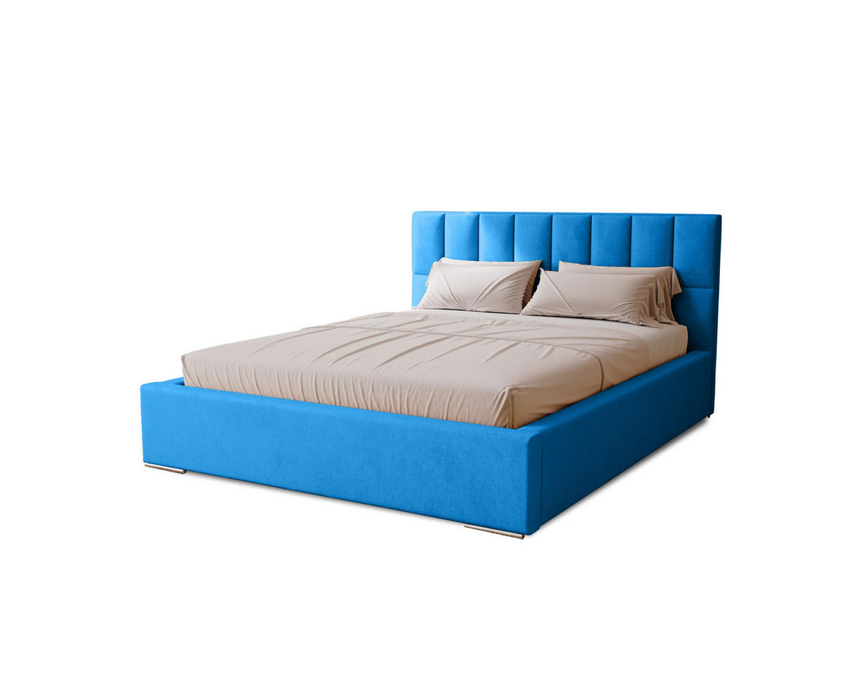 POLSTERBETT Dream 180x200 cm, Doppelbett mit Bettkasten und Lattenrost aus Holz, Velourstoff: Hellblau - Hellblau, Holz/Kunststoff (180/200cm) - Marpur