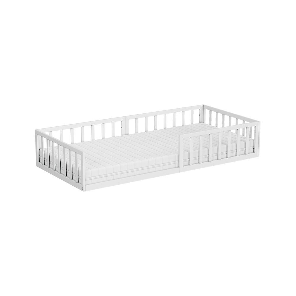 BODENBETT AUS METALL Minno Weiß 90x200 mit Matratze - Weiß, Metall - VitaliSpa