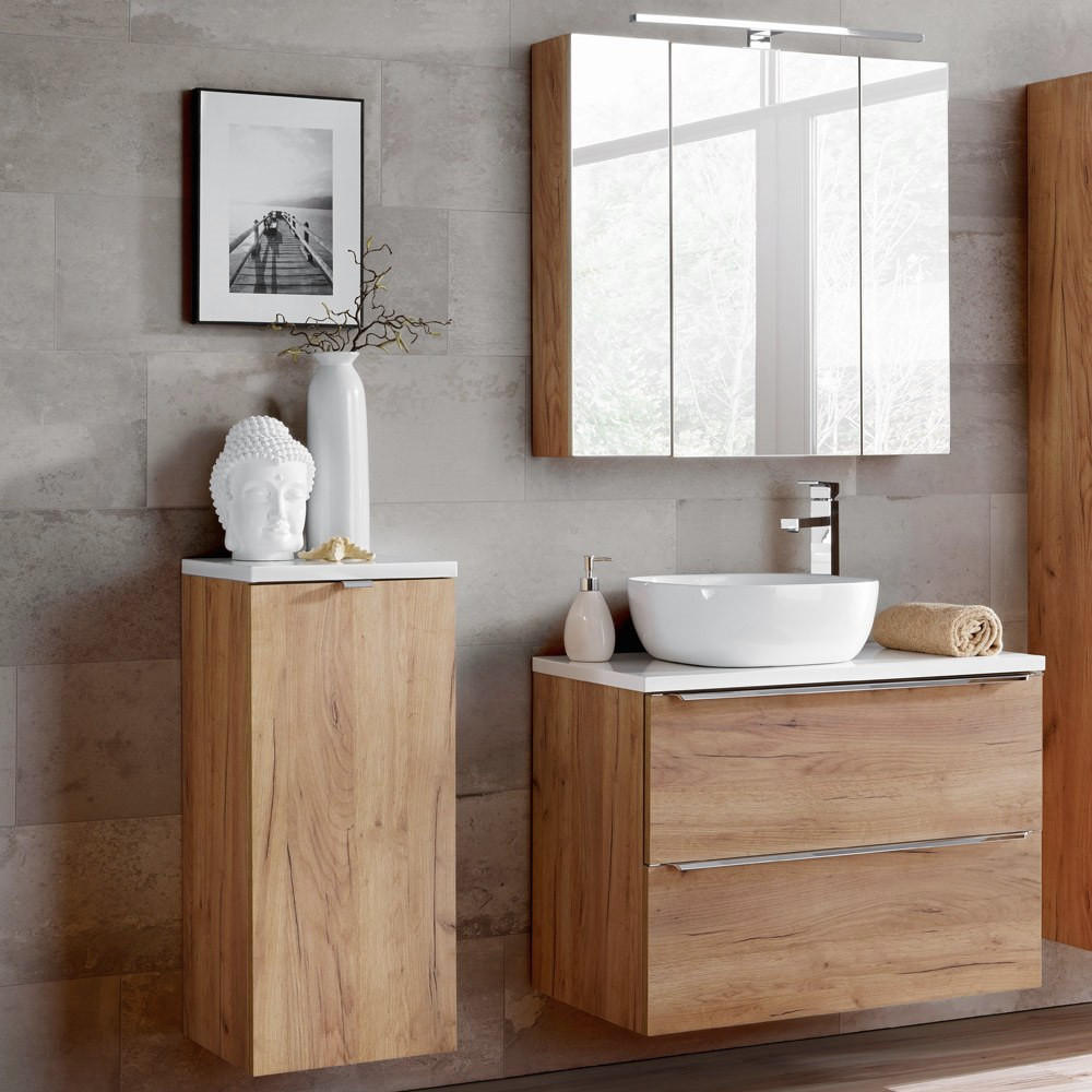 BADMÖBEL-SET 3-TLG. Toskana-56 - Braun, Holzwerkstoff (135/190/46cm) - Lomado