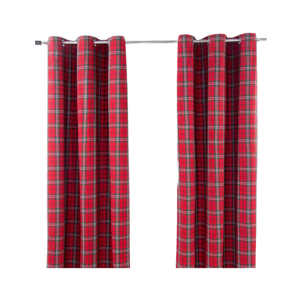 ÖSENVORHANG Schottenkaro Edward blickdicht 2er-Set, 137/228 cm - Hellrot, Textil (137/228cm) - Homescapes