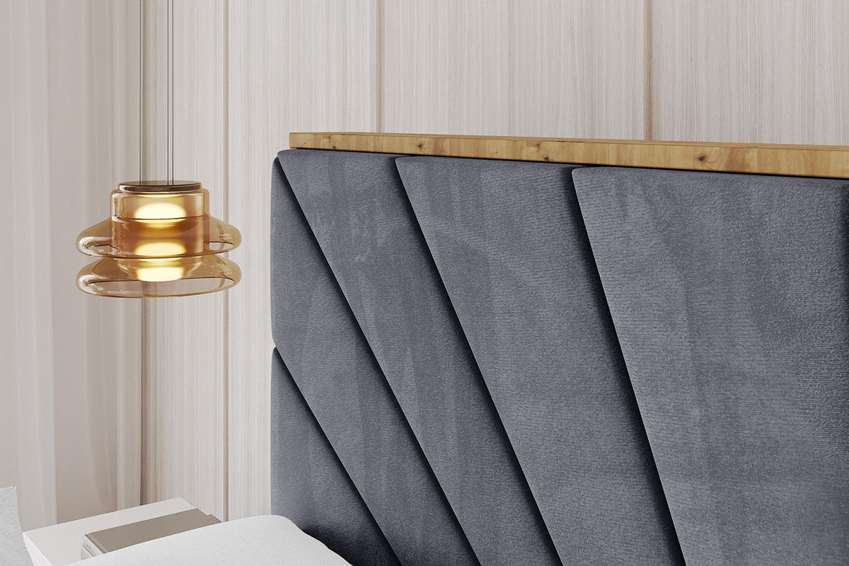 POLSTERBETT mit Bettkasten, Fußteil und Lattenrost, Boxbett mit Matratze H3/H4 - ENZO6-Z 120x200 Dunkelgrau - Dunkelgrau, Holzwerkstoff/Textil (120/200cm) - ALTDECOR