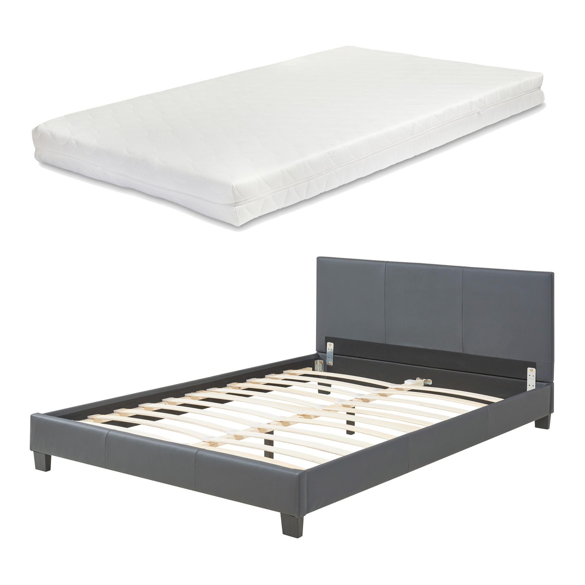 POLSTERBETT Albacete mit Matratze - Dunkelgrau, Textil (140/200cm) - Corium