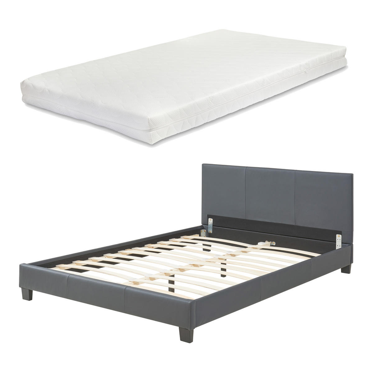 POLSTERBETT Albacete mit Matratze - Dunkelgrau, Textil (140/200cm) - Corium