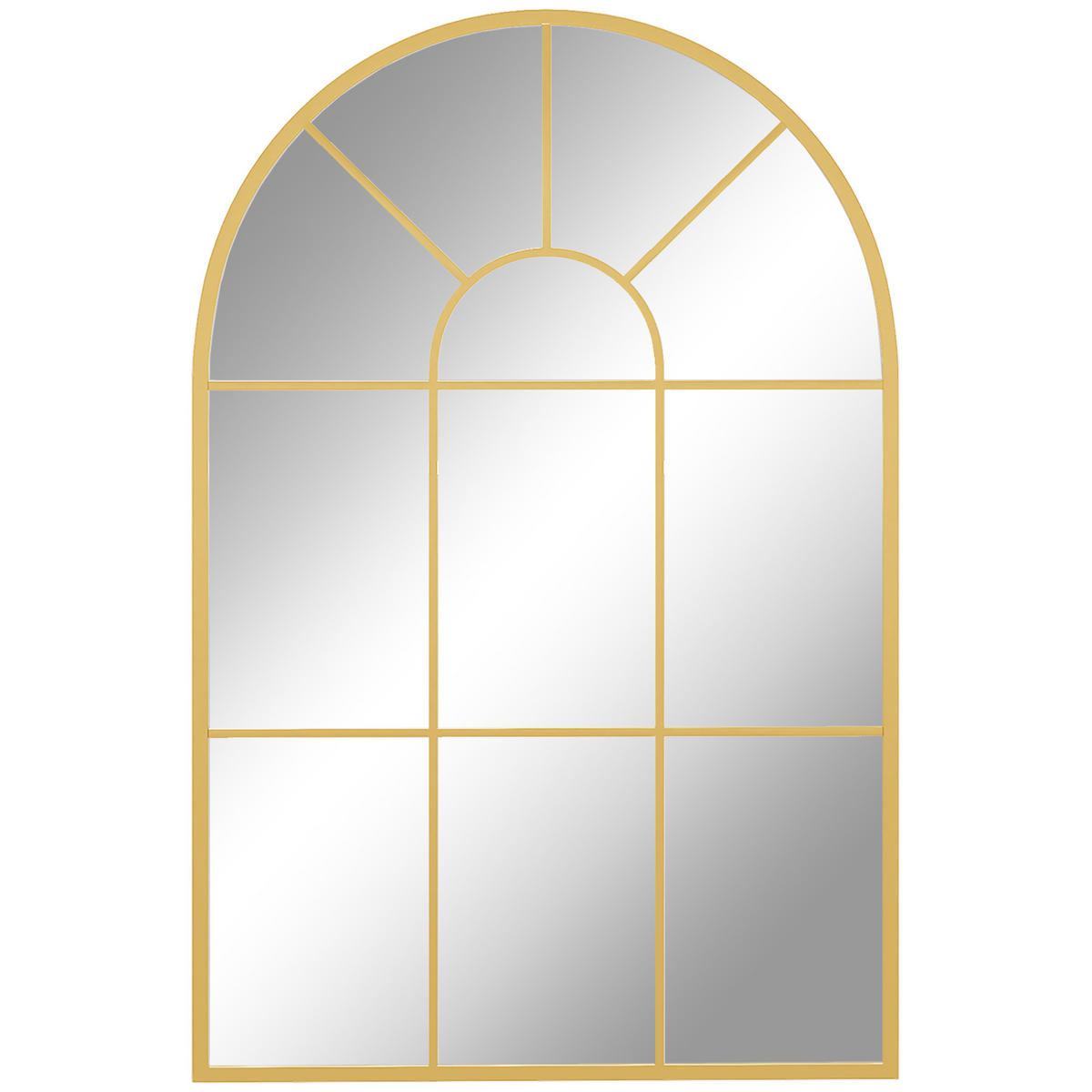 WANDSPIEGEL Fensterspiegel 91 x 60 cm Dekorativ Spiegel mit Metallrahmen Gold - Goldfarben, Glas/Metall (2/60/91cm) - HOMCOM