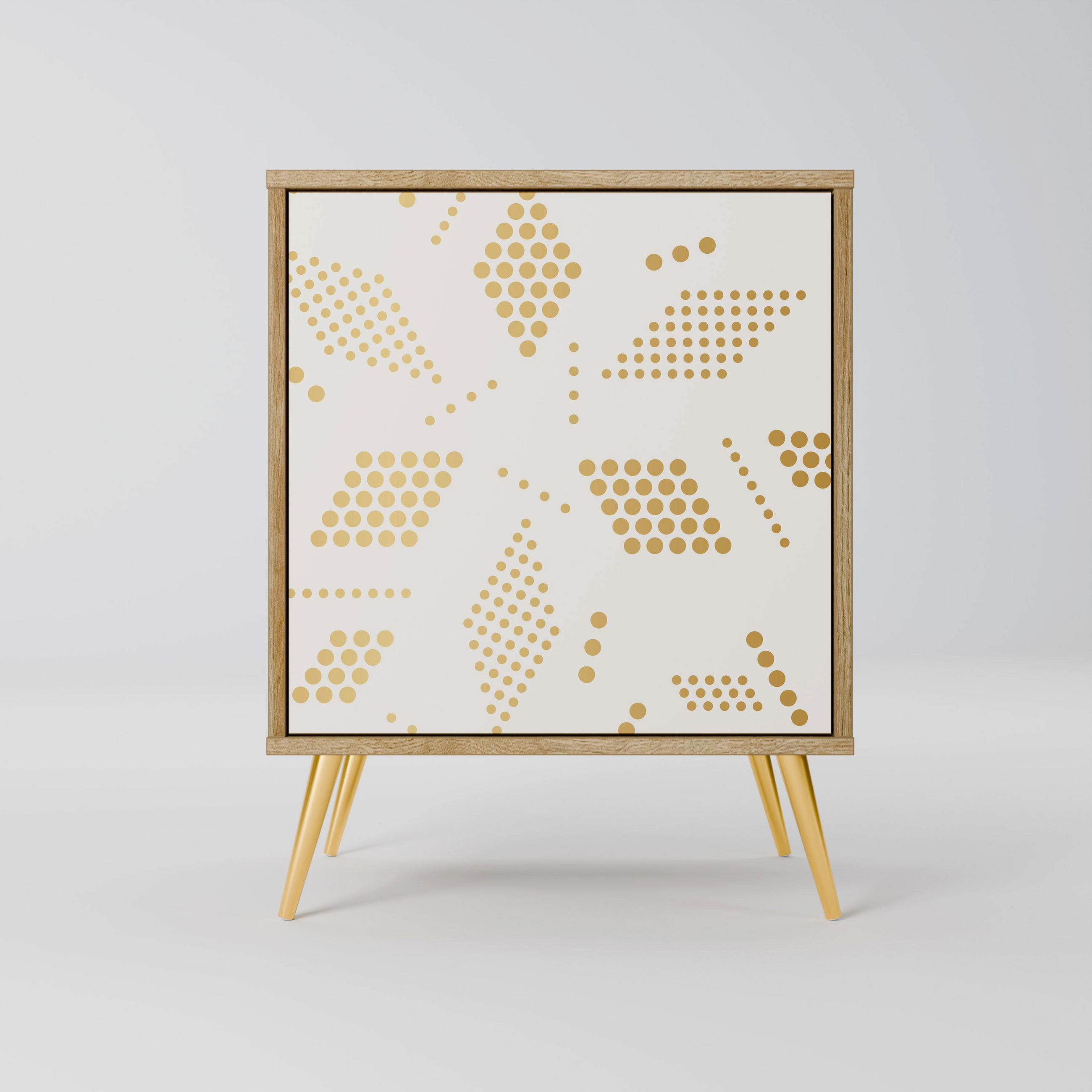 SIDEBOARD SPOTTED DAZE, Eichefarben, 57,5x42x75,5 cm, Goldfarbene Metallfüße - Eichefarben/Goldfarben, Holzwerkstoff/Metall (57.5/75.5/42cm) - SpaceRebels