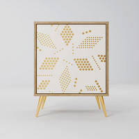 SIDEBOARD SPOTTED DAZE, Eichefarben, 57,5x42x75,5 cm, Goldfarbene Metallfüße - Eichefarben/Goldfarben, Holzwerkstoff/Metall (57.5/75.5/42cm) - SpaceRebels