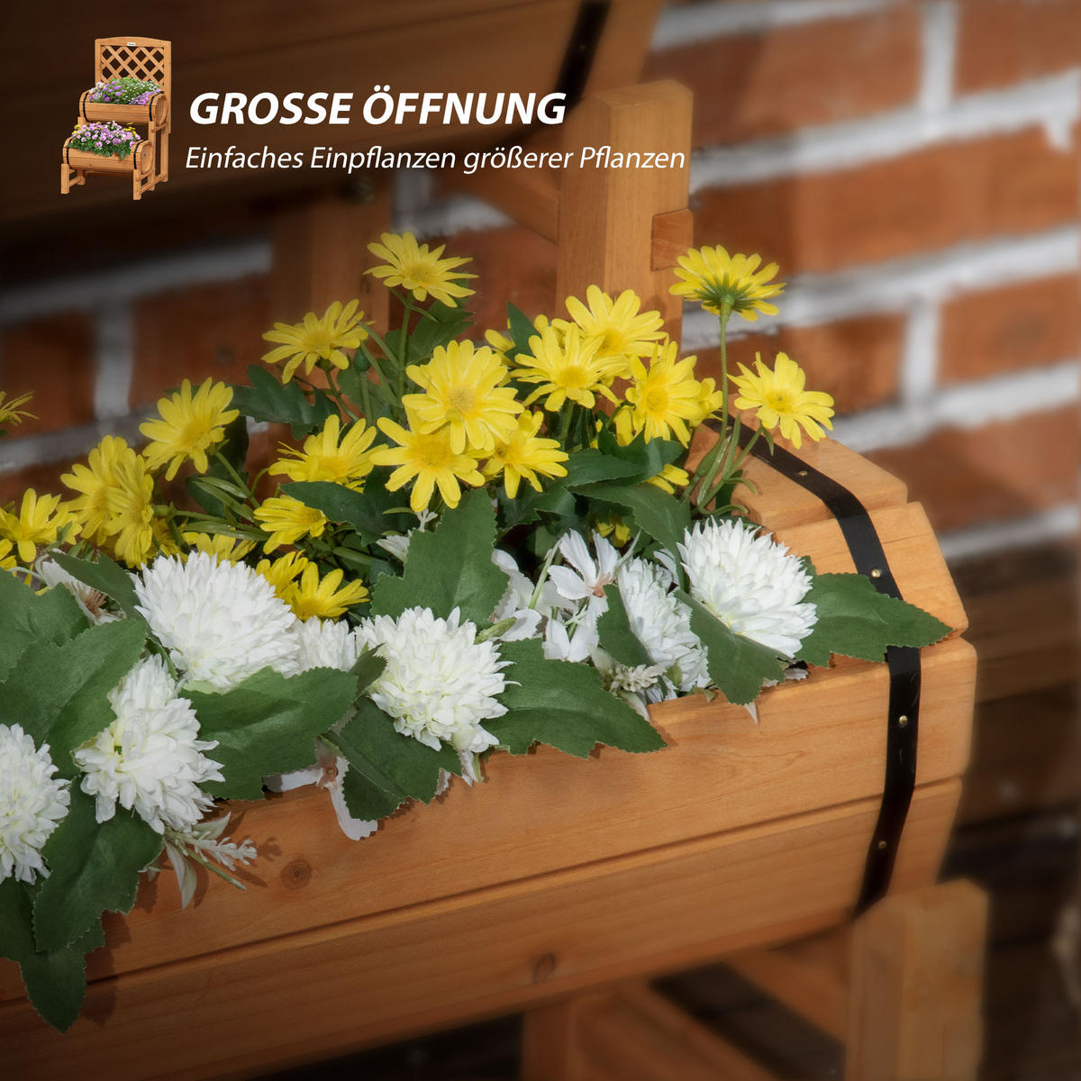 BLUMENKASTEN, Gelb - Gelb, Holz (45/80/45cm) - Outsunny