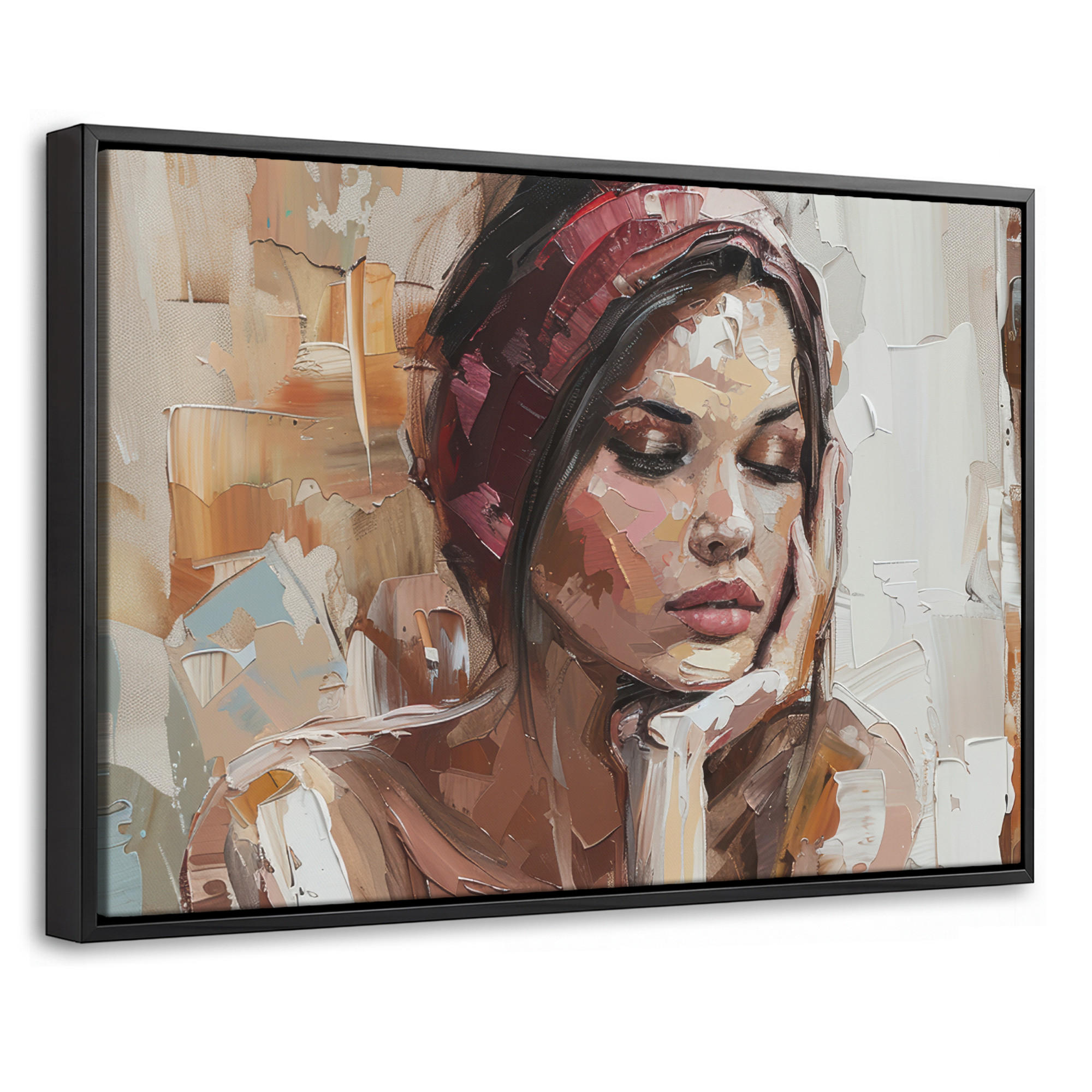 LEINWAND Bilder mit Rahmen - Frau - Lackierung - Porträt - Modern - 60x40 - Altrosa, Textil (60/40cm) - MuchoWow