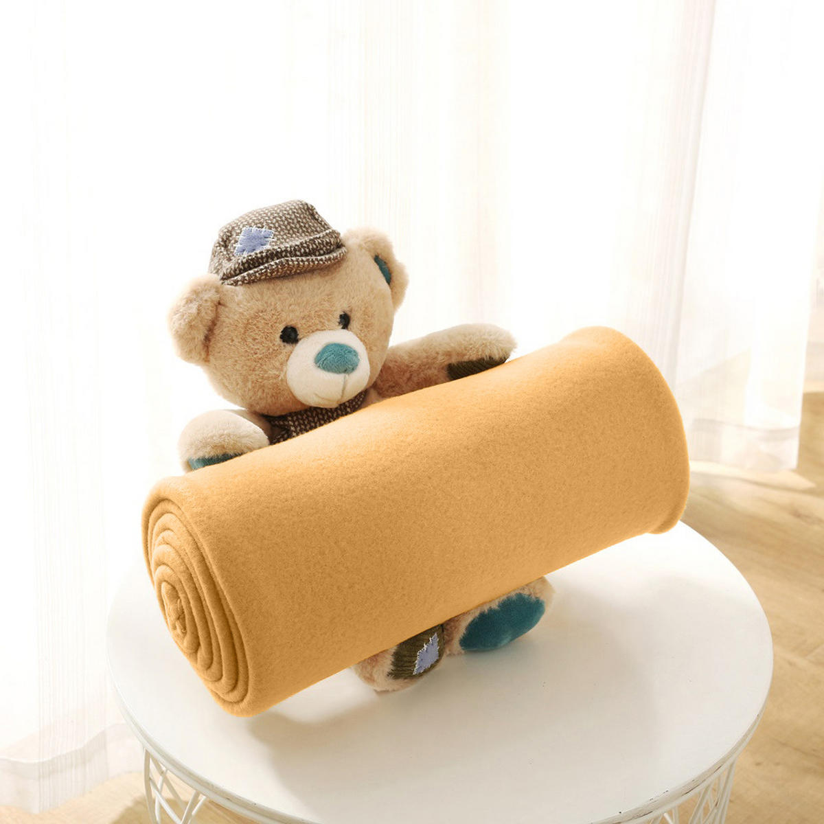 FLEECEDECKE 3er Set gelb 130/160 cm Kettelrand Anti-Pilling - Gelb, Textil (130/160cm) - wometo
