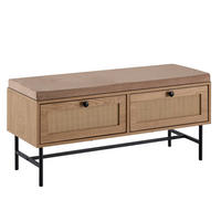SCHUHBANK – 100x48x38 cm, Eiche-Dekor, Sitzfläche Stoff, mit Schubladen - Beige/Schwarz, Textil/Metall (100/48/38cm) - KADIMA DESIGN