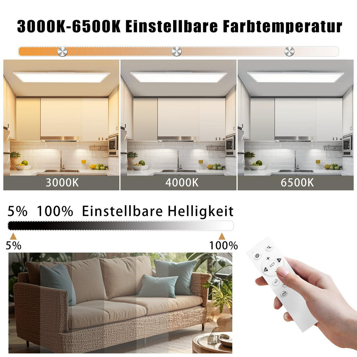 LED-DECKENLEUCHTE Landshut 100/25/4.5 cm - Weiß, Metall (100/25/4.5cm) - Nettlife