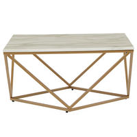 COUCHTISCH Marmor Optik beige/gold quadratisch 80/80 cm Malibu - Beige/Goldfarben, Holzwerkstoff (80/80/41cm) - Beliani