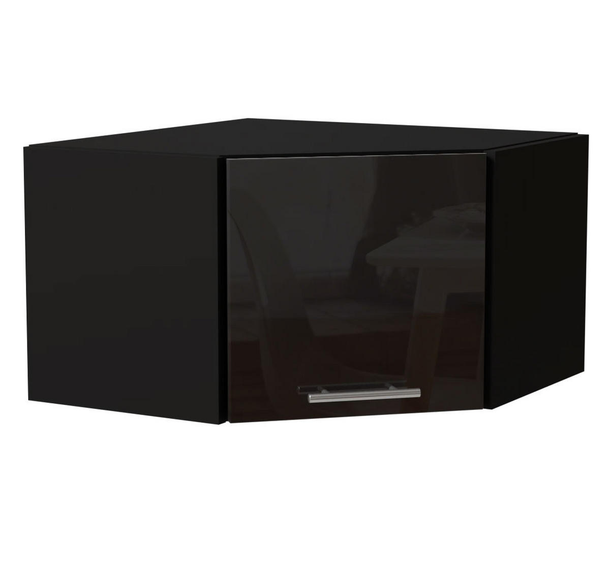 ECKHÄNGESCHRANK Essen W10/60/36 Schwarz Hochglanz / Schwarz Matt 60 / 60 / 36cm - Schwarz Hochglanz/Schwarz, Holz/Holzwerkstoff (60/36/60cm) - Feldmann-Wohnen