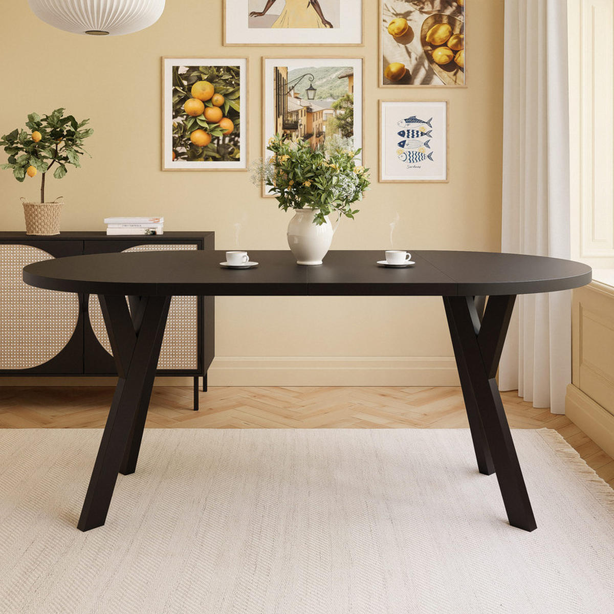 AUSZIEHTISCH YARA 100-180/76,5 cm Schwarz - Schwarz, Holzwerkstoff (100/100/76.5cm) - Idohome