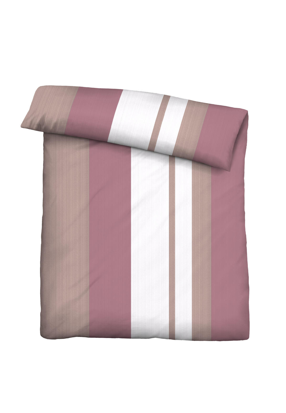 BETTWÄSCHE-GARNITUR Biber Längsstreifen altrosa, 155x220 cm + 80x80 cm - Altrosa, Textil (155/220cm) - Castell