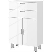 BADEZIMMERSCHRANK mit 2 Schubladen Verstellbares Regal Weiß - Weiß, Holzwerkstoff (30/93/60cm) - Kleankin