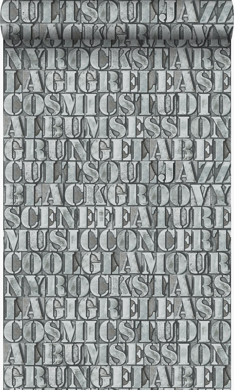 TAPETE alte eiserne Druckbuchstaben 53 cm x 10.05 m - Grün, Papier (53/1000cm) - Origin Wallcoverings
