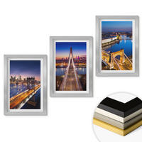 WANDBILDER 3er Set - 20x30 cm Silberner Rahmen - Städte bei Nacht, Brücken, Flüsse - Silberfarben, Kunststoff (20/30cm) - ArtPrintCave
